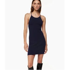 Aritzia Babaton Anderson Sculpt Knit Halter Dress XS in Navy